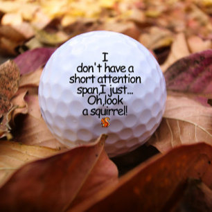 Modern Attention Span Squirrel Black Text Golf Balls