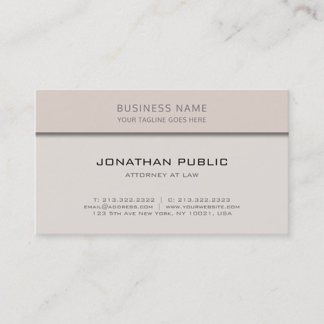 Modern Attorney At Law Office Lawyer Elegant Plain Business Card (Front)