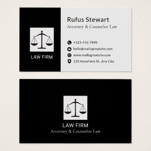 Modern Attorney Design White & Black Business Card