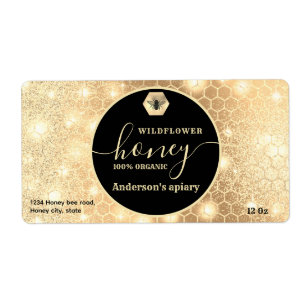 Modern attractive sparkle gold bee script honey