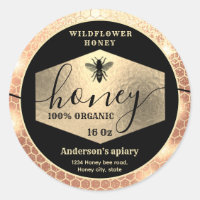Modern attractive sparkle gold bee script honey