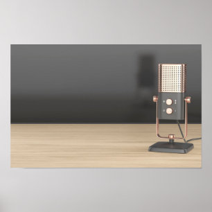Modern audio microphone poster
