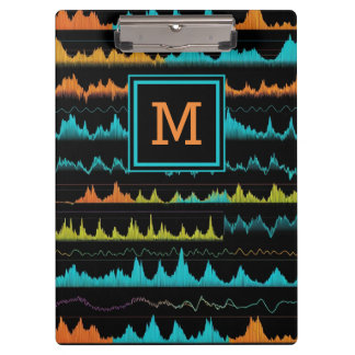 Modern Audio Waveform & Sound Frequency Monogram Clipboard