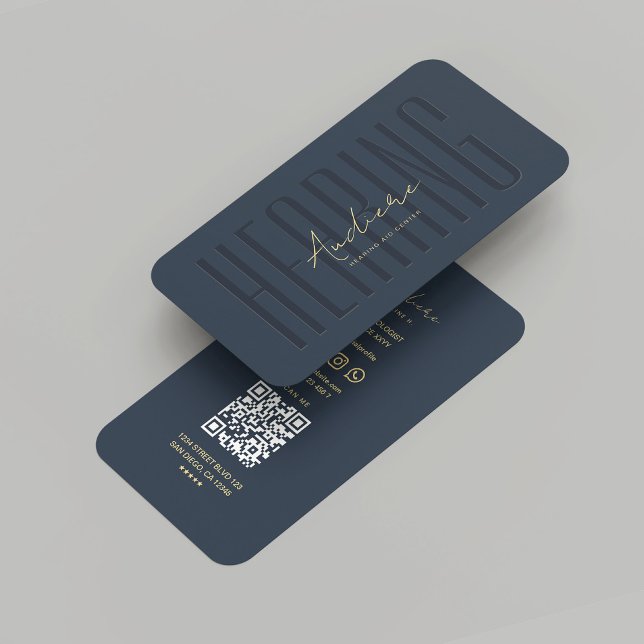 Modern Audiologist Hearing Aid Dark Blue Business Card (Modern Audiologist Hearing Aid Dark Blue Business Card
)