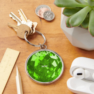 Modern August Birthstone Peridot Emerald Premium Key Ring