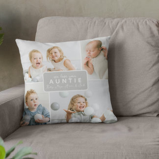 Modern Auntie 4 Photo Gray Cushion