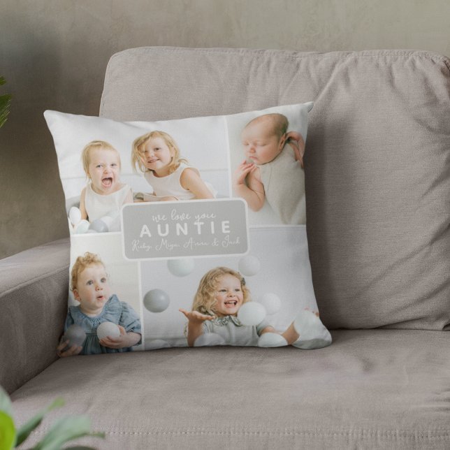 Modern Auntie 4 Photo Gray Cushion (Creator Uploaded)