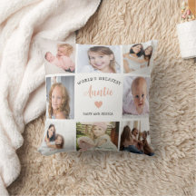 Modern Auntie Custom Photo Collage Pink Heart