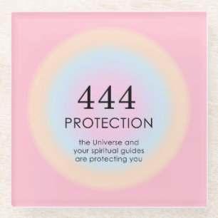 Modern Aura Angel Numbers Numerology 444  Glass Coaster