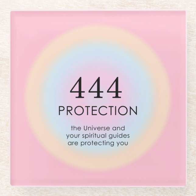 Modern Aura Angel Numbers Numerology 444  Glass Coaster (Front)
