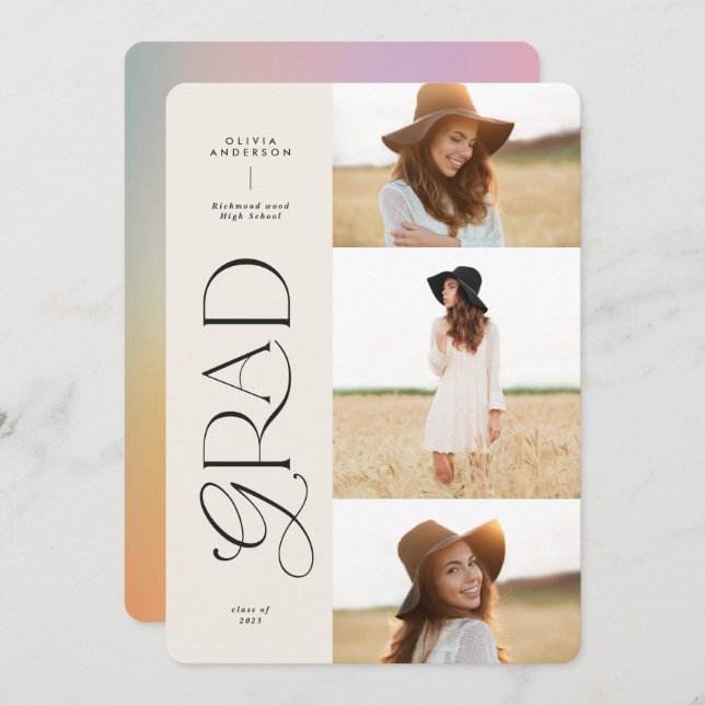 Modern aura pink colourful typography multi photo (Front/Back)