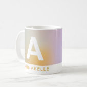 Modern aura pink yellow colourful typography coffee mug (Front Left)