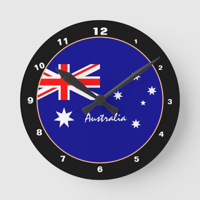 Modern Australian Flag, Australia Home / design Round Clock (Front)