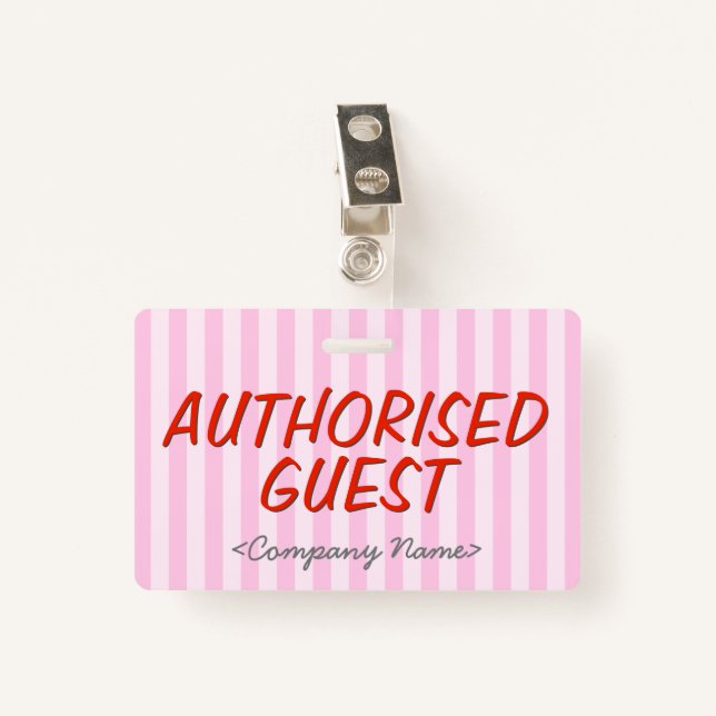 Modern "AUTHORISED GUEST" Badge ID Badge (Front with Clip)