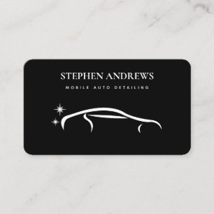Modern Auto Detailing Cleaning Auto Repair Black Business Card