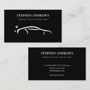 Modern Auto Detailing Cleaning Auto Repair Black Business Card