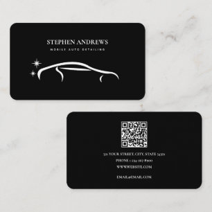 Modern Auto Detailing Cleaning Car Repair QR Code  Business Card