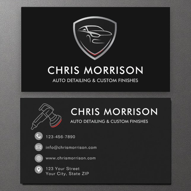 Modern Auto Detailing Logo Mobile Car Wash Business Card (Creator Uploaded)