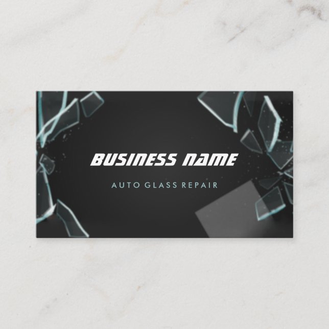 Modern Auto Glass Repair broken glass shards Busin Business Card (Front)