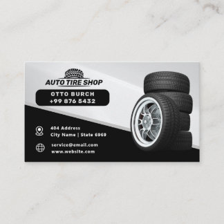 Modern auto Tire Shop | Black  Business Card