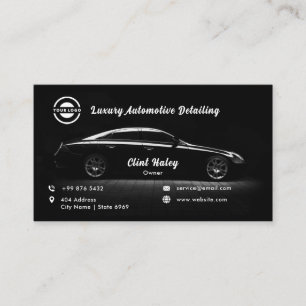 Modern Automotive Detailing   Black Business Card