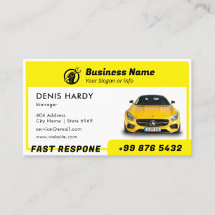 Modern Automotive Mechanic Yellow Business Card