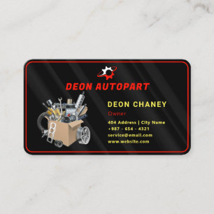 modern automotive part black business card