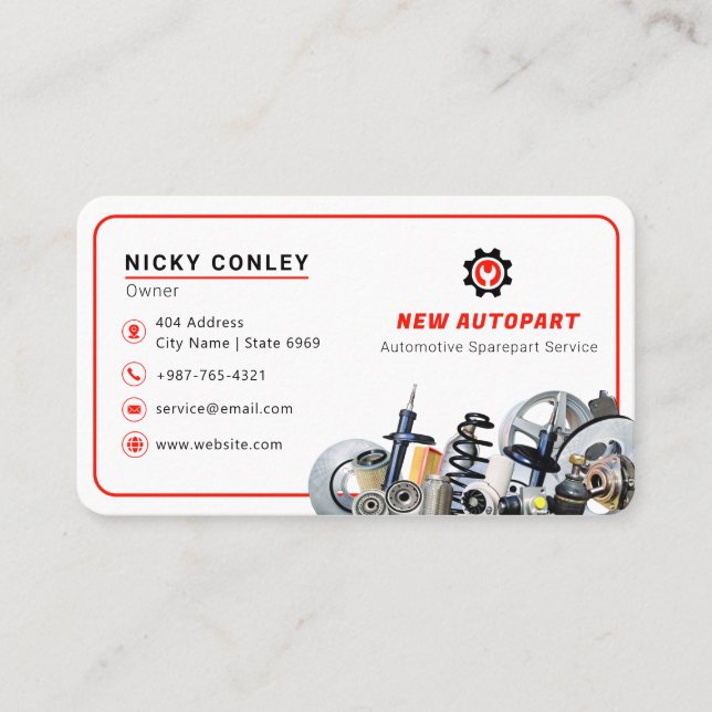 modern automotive part | white business card (Front)