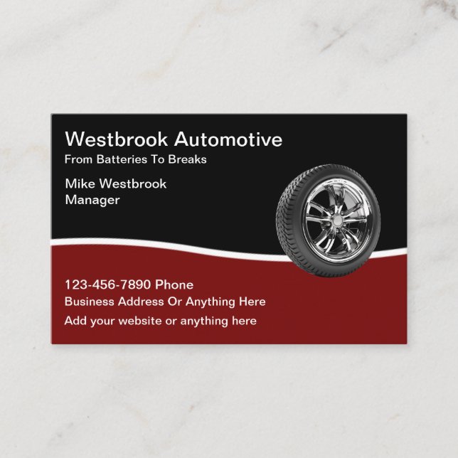 Modern Automotive Service With Logo Templ Business Card (Front)