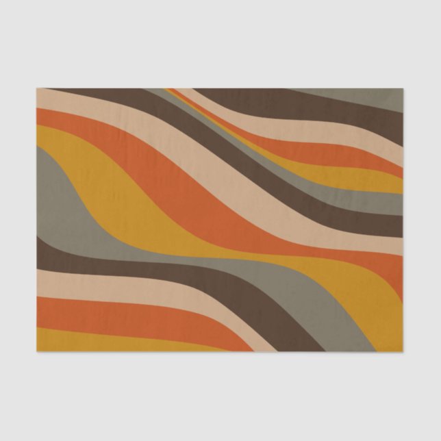 Modern Autumn Abstract Wavy Lines in Earth Tones  Tissue Paper (Front)