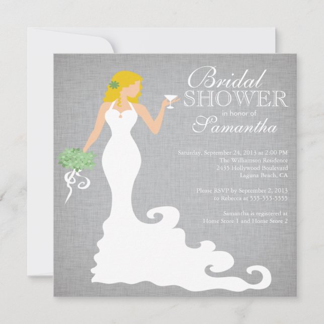 Modern Autumn Blonde Bride Wine Bridal Shower Invitation (Front)