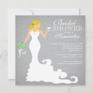 Modern Autumn Blonde Bride Wine Bridal Shower Invitation