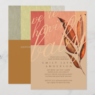 Modern Autumn Fall Leaves Baby Shower Invitation