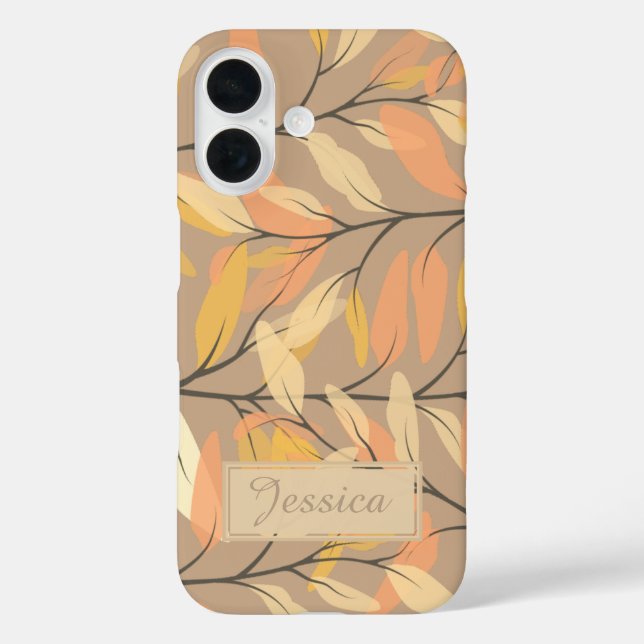 Modern Autumn Fall Leaves Pattern Personalised Case-Mate iPhone Case (Back)