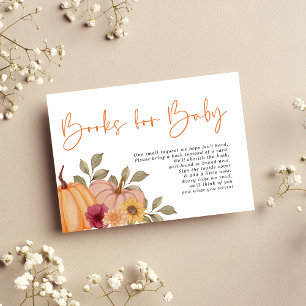 Modern Autumn Fall Pumpkin Books for Baby Shower Enclosure Card