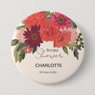 Modern Autumn Floral Bouquet Bridal Shower 7.5 Cm Round Badge