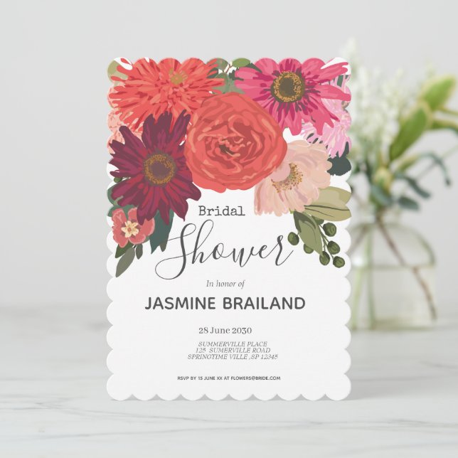 Modern  Autumn Floral Bouquet Bridal Shower    Invitation (Standing Front)