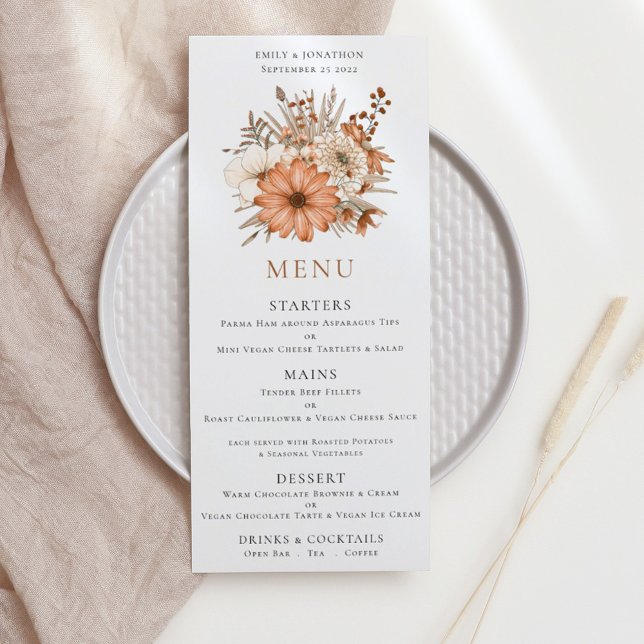 Modern Autumn Floral Bouquet Wedding Menu (Creator Uploaded)