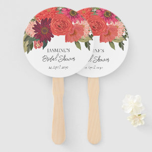 Modern Autumn Floral Bridal Shower Hand Fan