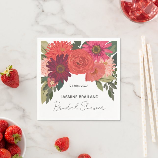 Modern  Autumn Floral Bridal Shower Thank You Napkin (Insitu)