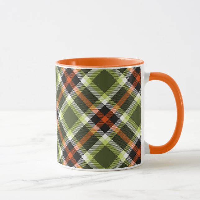 Modern Autumn Foliage Plaid Pattern Mug (Right)