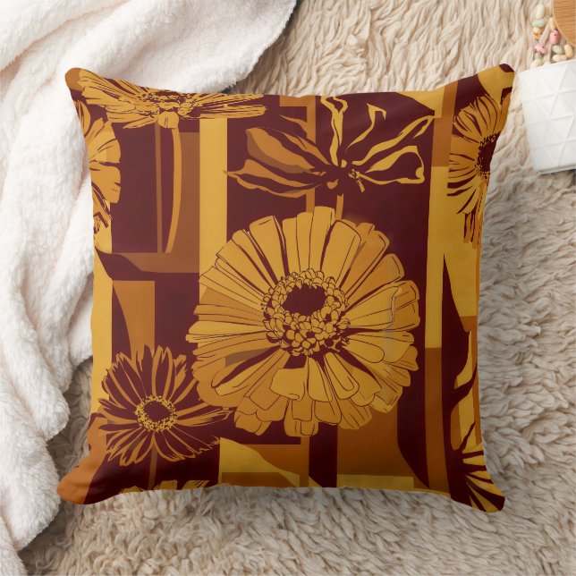 Modern Autumn Geometric Floral Pattern Cushion (Blanket)