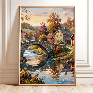 Modern Autumn Landscape Art Canvas Print