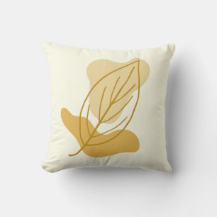 Modern Autumn Leaf & Abstract Blob Shape Fall Gift Cushion