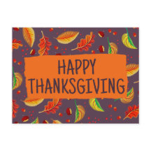 Modern Autumn Leaves Chestnuts Fall Thanksgiving