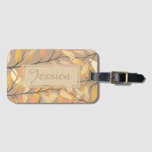 Modern Autumn Leaves Pattern Personalised Luggage Tag