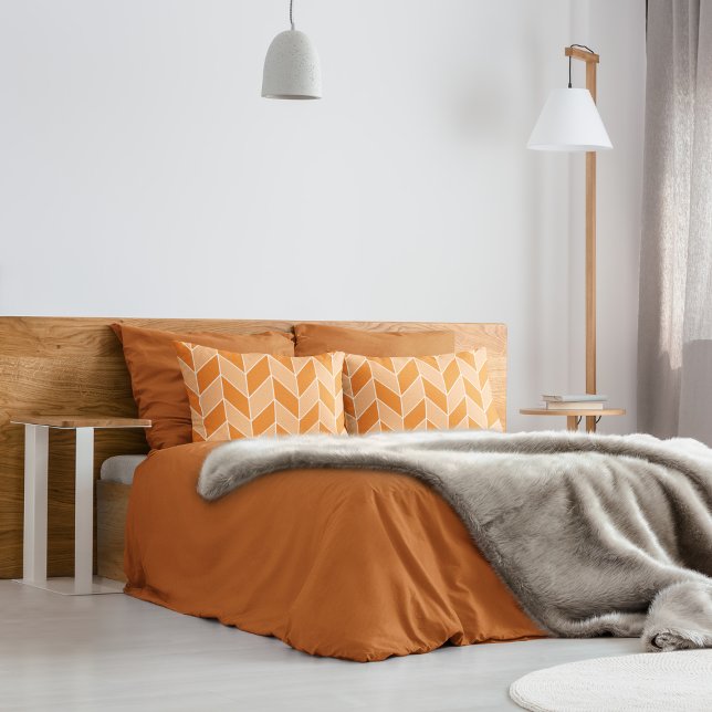 Modern Autumn Orange Peach Herringbone Chevron Pillowcase (Creator Uploaded)