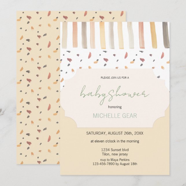 Modern Autumn Pastel Colours Pattern Invitation (Front/Back)