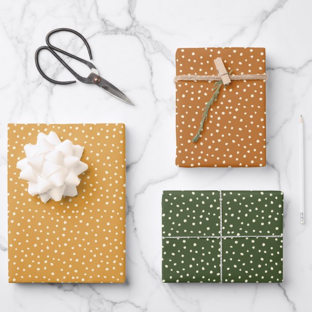 Modern Autumn Polka Dot Fall colours Wrapping Paper Sheet (Front)