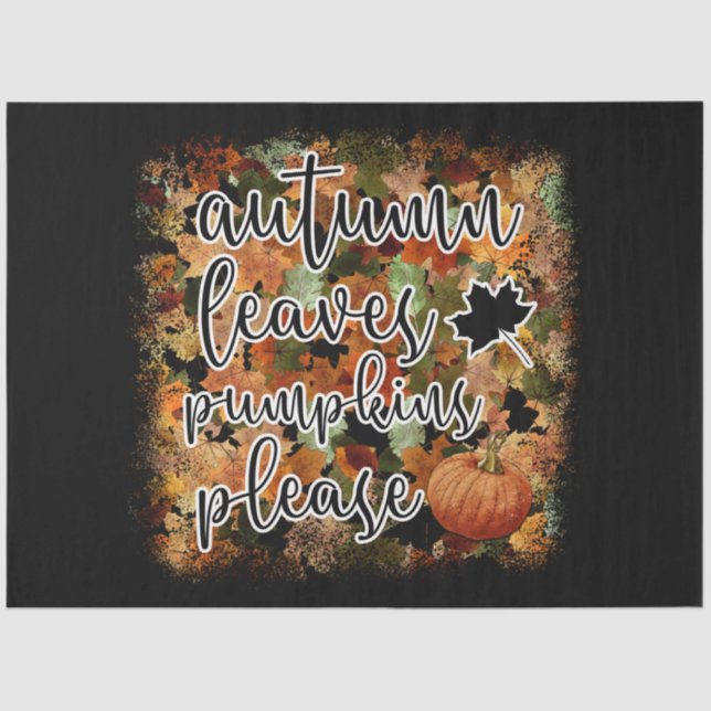 Modern Autumn Pumpkin Leaves Tissue Paper (Front)